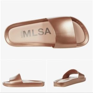 Melissa Beach Slide Shine Sandals , Rose Gold